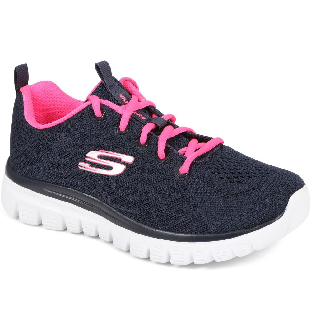 Skechers Wide Fit Graceful Get Connected Trainers - SKE30027 / 315 957 - Navy Multi