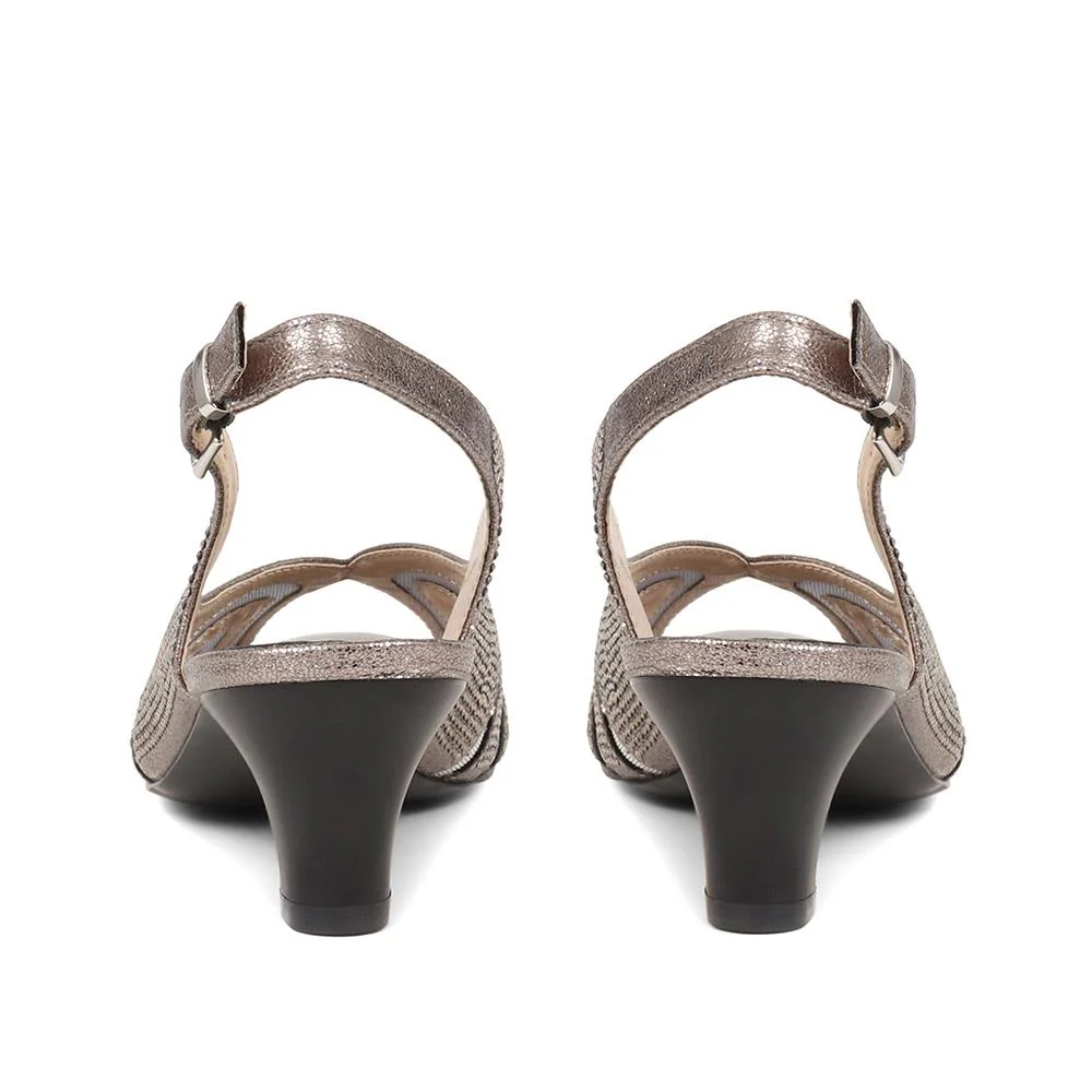 Sling-Back Evening Heels - WBINS35150 / 321 832 - Pewter - Image 3