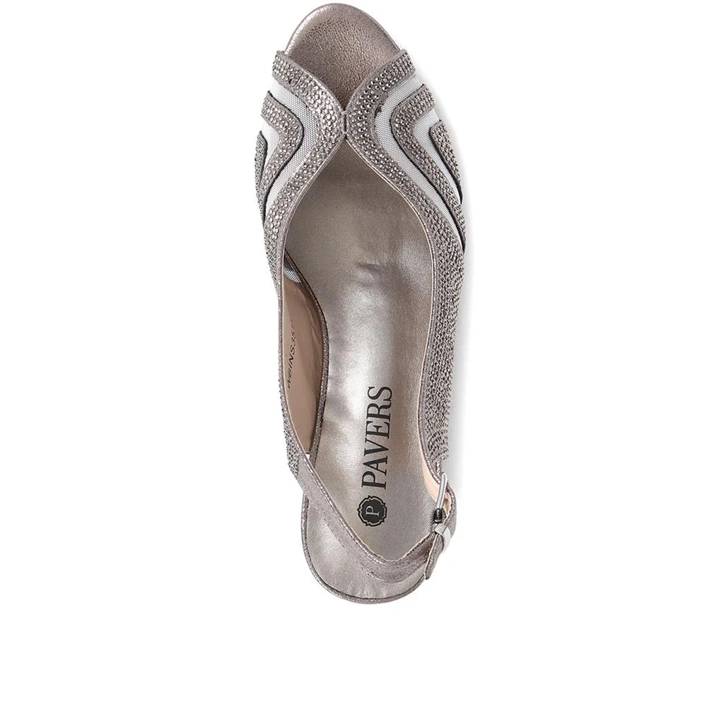 Sling-Back Evening Heels - WBINS35150 / 321 832 - Pewter - Image 4