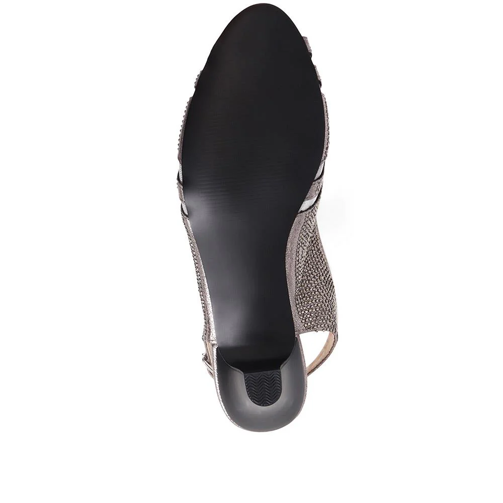 Sling-Back Evening Heels - WBINS35150 / 321 832 - Pewter - Image 5