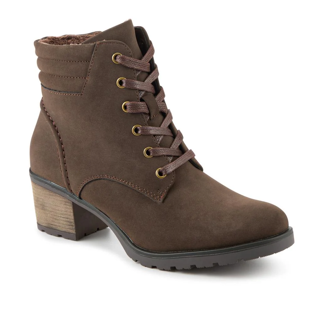 Smart Block Heel Ankle Boots With Zip Fastening - WBINS42041 / 328 110 - Dark Brown