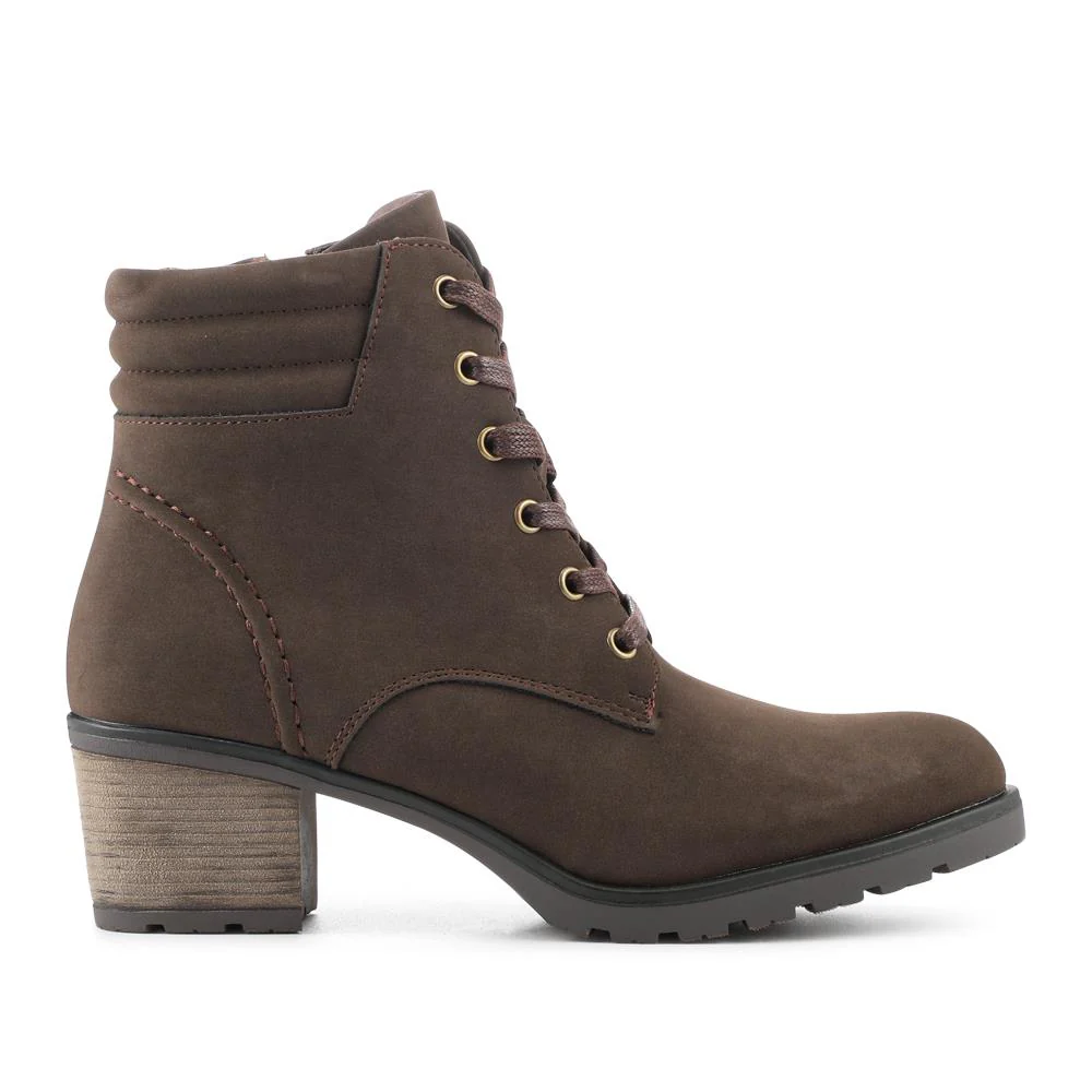 Smart Block Heel Ankle Boots With Zip Fastening - WBINS42041 / 328 110 - Dark Brown - Image 2