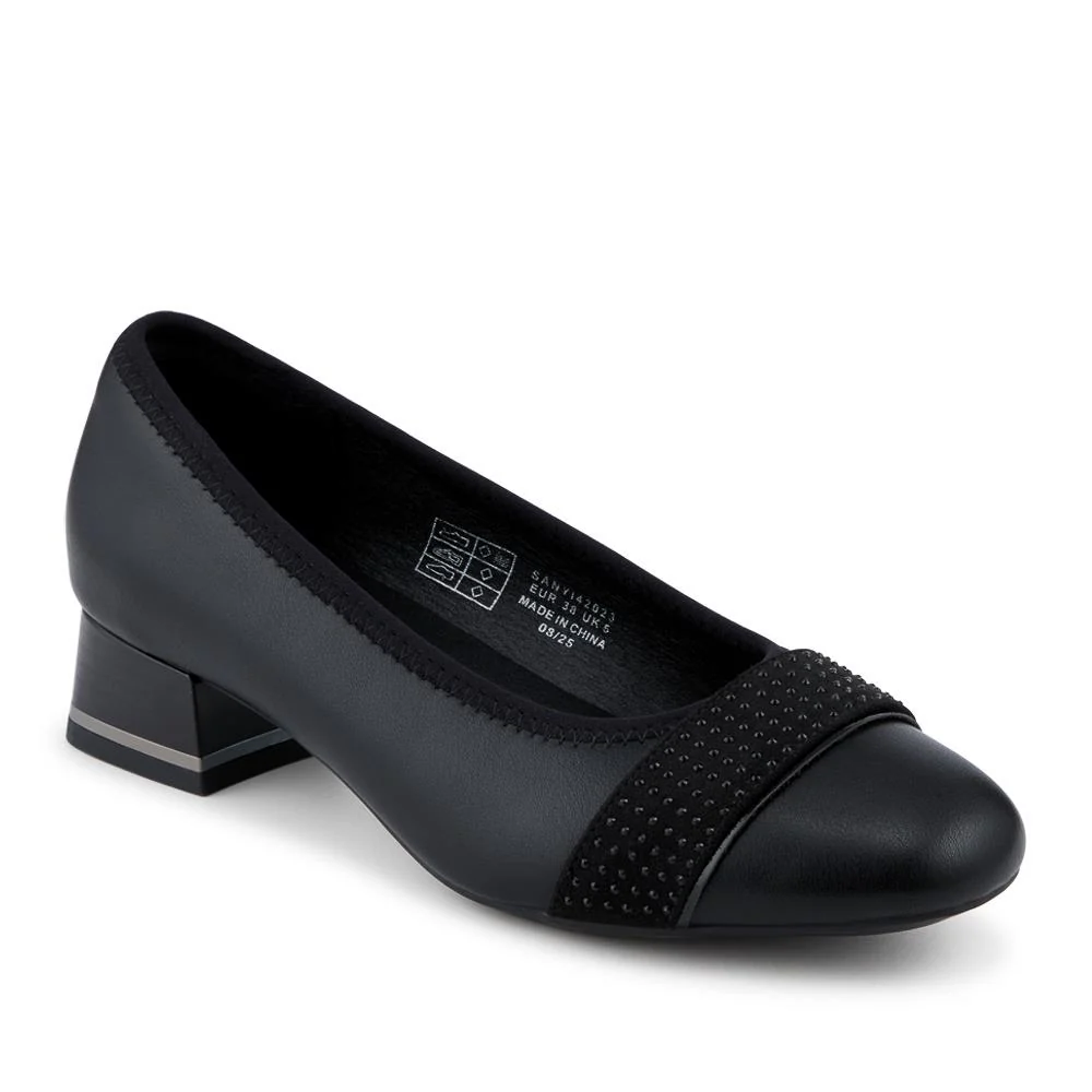 Smart Block Heel Slip On Shoes - SANYI42023 / 328 219 - Black