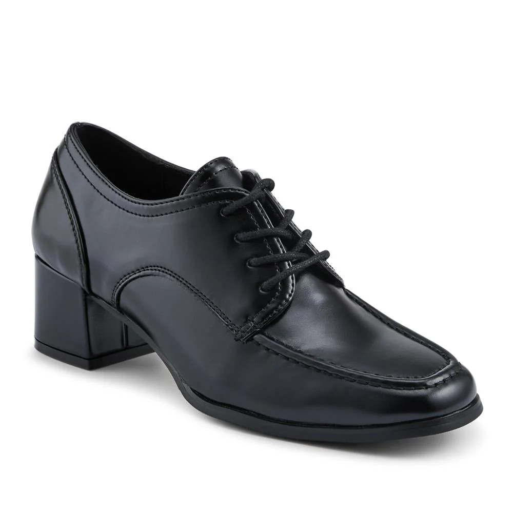Smart Block-Heeled Lace-Up Shoes - WBINS42009 / 327 923 - Black