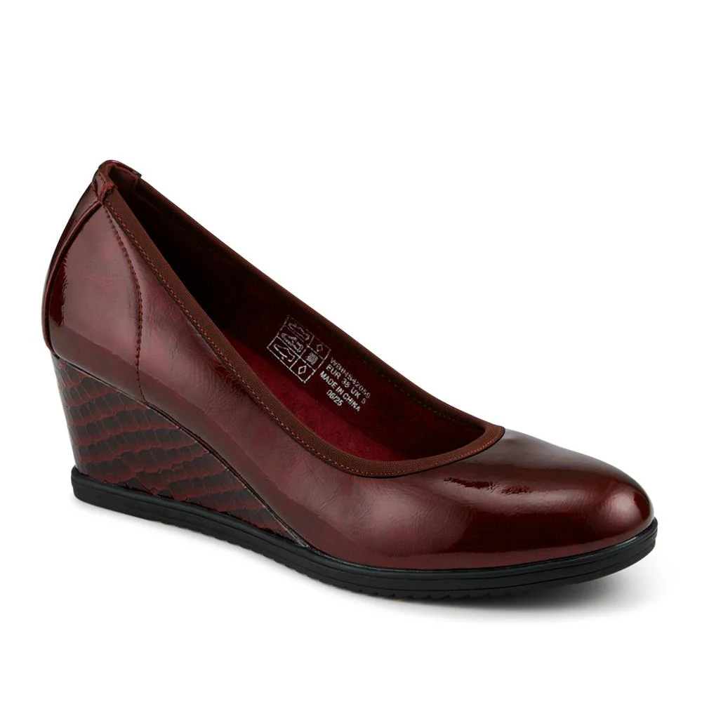 Smart Cushioned Wedge Heel Pumps - WBINS42059 / 327 860 - Burgundy Patent