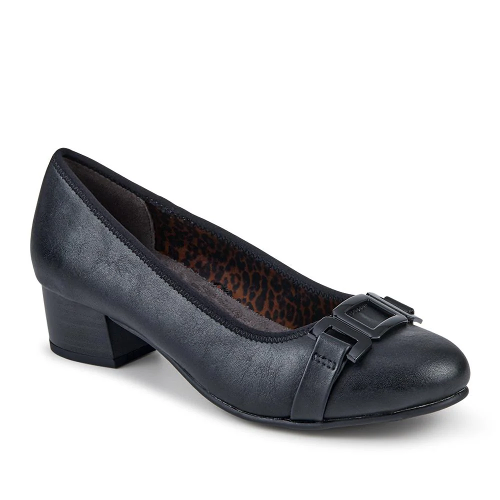 Smart Heeled Buckle Court Shoes - JANSP42005 / 327 781 - Black