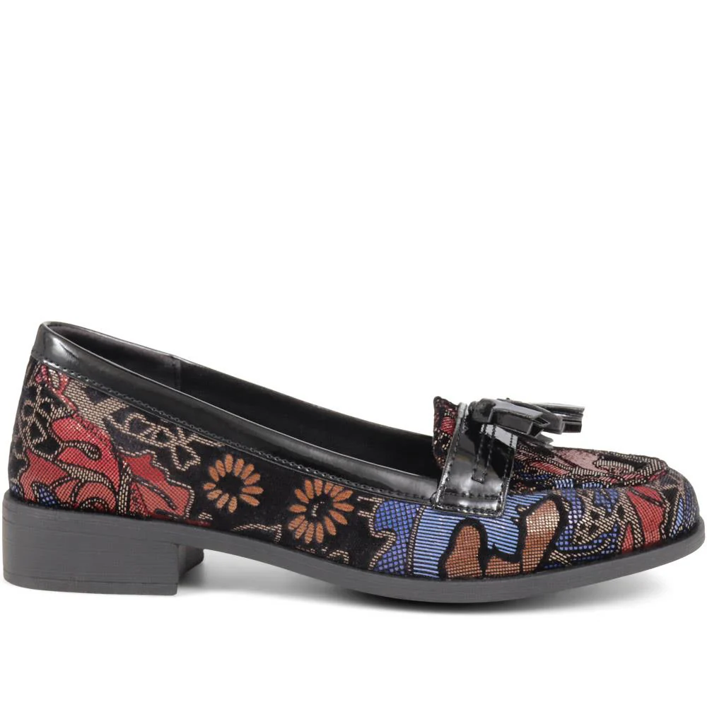 Smart Patent Loafers - WBINS38059 / 324 263 - Black Floral - Image 2