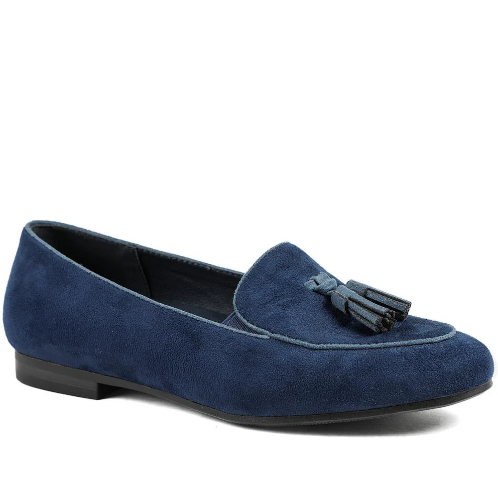Smart Tasselled Heeled Loafers - WK43011 / 328 999 - Navy