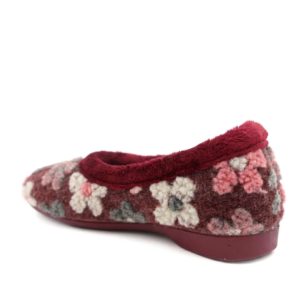 Soft Floral Full Slippers - FEVI43001 / 329 503 - Burgundy Multi - Image 4