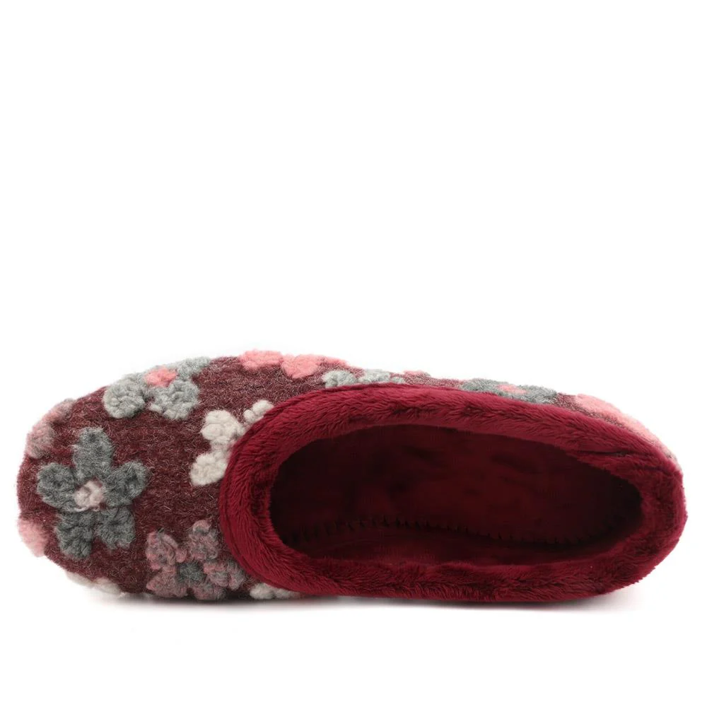 Soft Floral Full Slippers - FEVI43001 / 329 503 - Burgundy Multi - Image 5