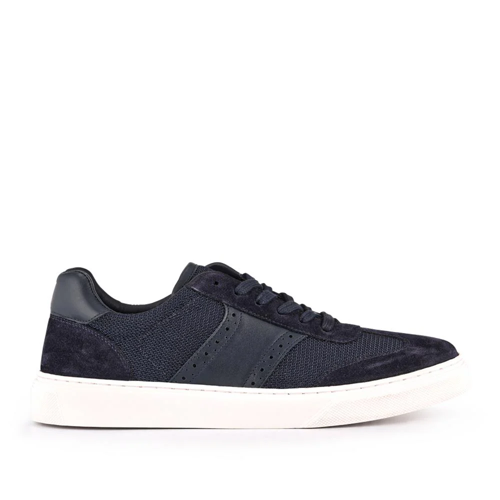 Stephan Lace-Up Leather Trainers - STEPHAN / 328 076 - Navy Suede - Image 2