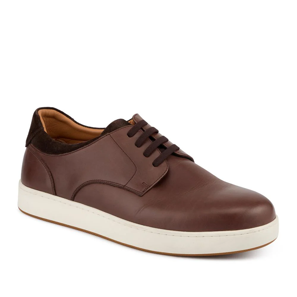 Stevenage Wide Fit Leather Trainers - STEVENAGE / 328 097 - Brown Nubuck