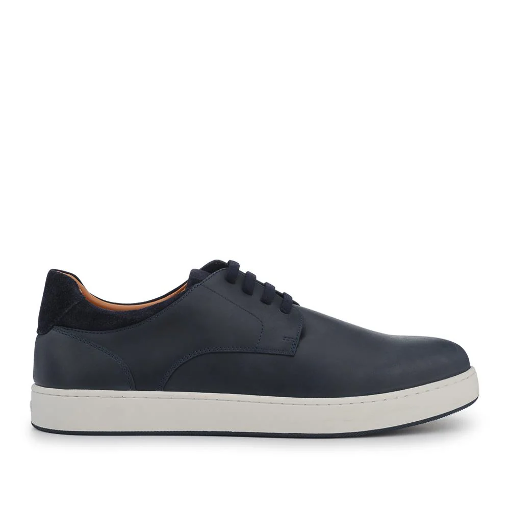 Stevenage Wide Fit Leather Trainers - STEVENAGE / 328 097 - Navy Nubuck - Image 2