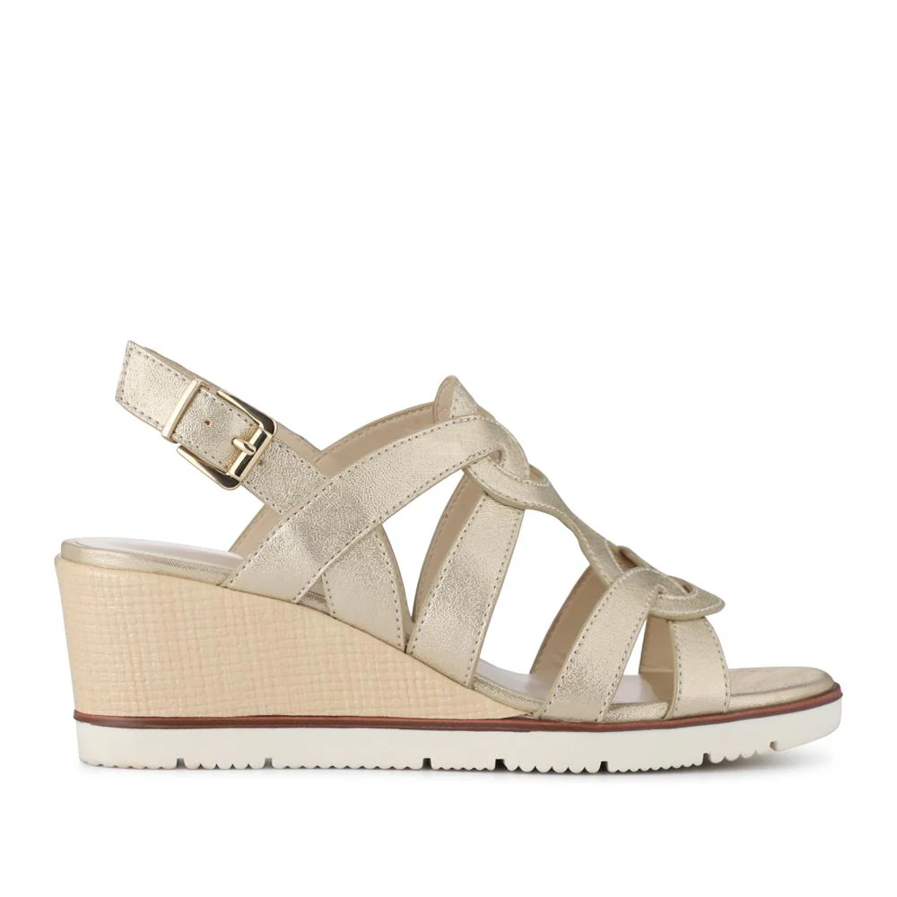 Strappy Wedge-Heeled Espadrilles - WBINS41042 / 327 223 - Gold - Image 2