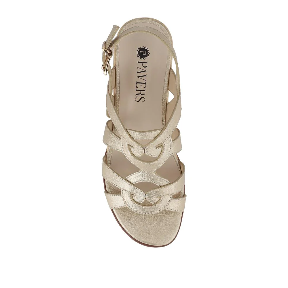 Strappy Wedge-Heeled Espadrilles - WBINS41042 / 327 223 - Gold - Image 4