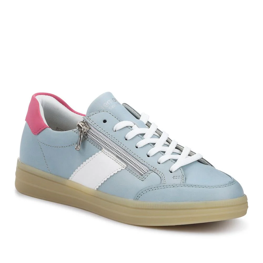 Striped Leather Trainers - DRS41506 / 326 860 - Blue