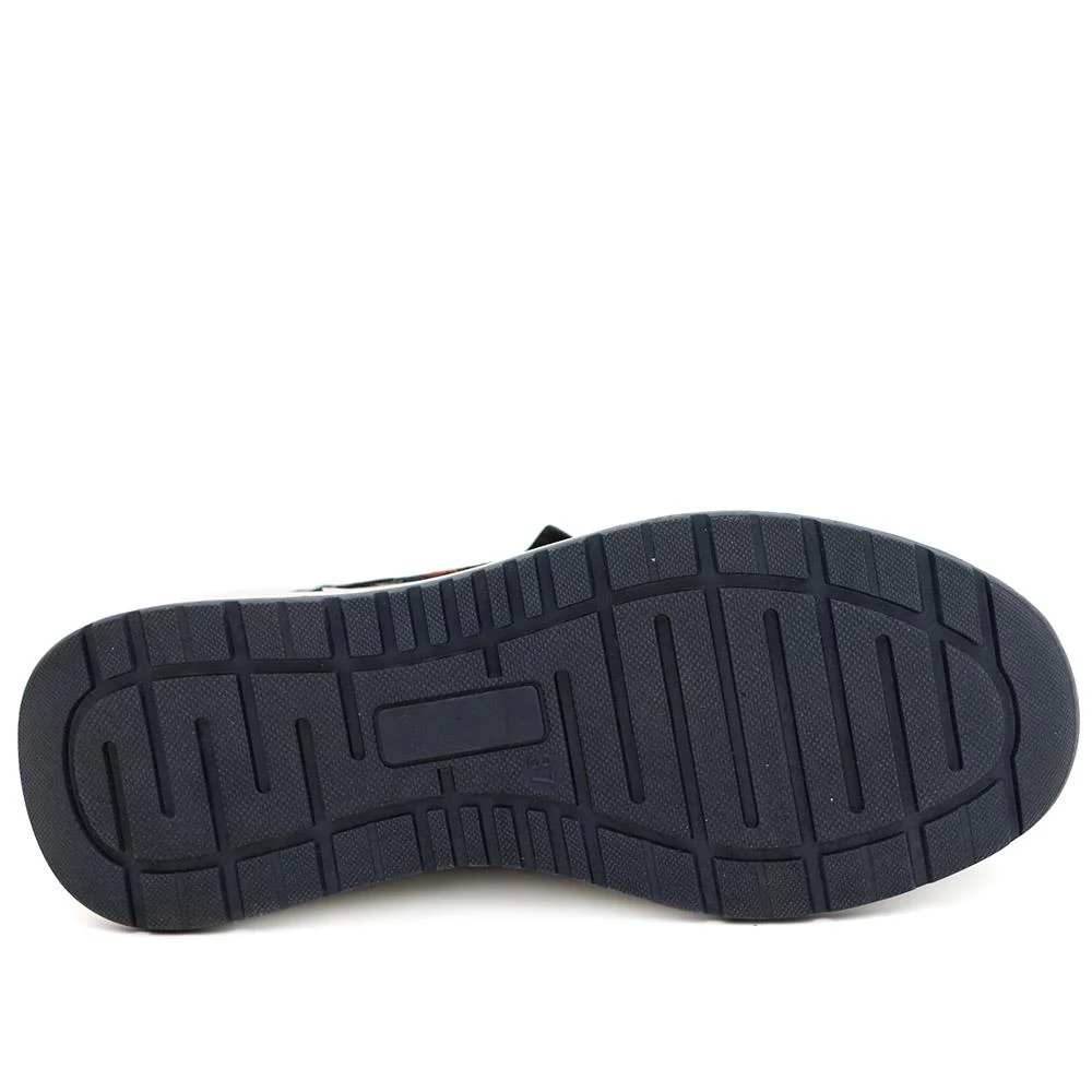 Stylish Zip & Lace Wedge Trainers - WBINS44050 / 329 621 - Navy Patent - Image 6