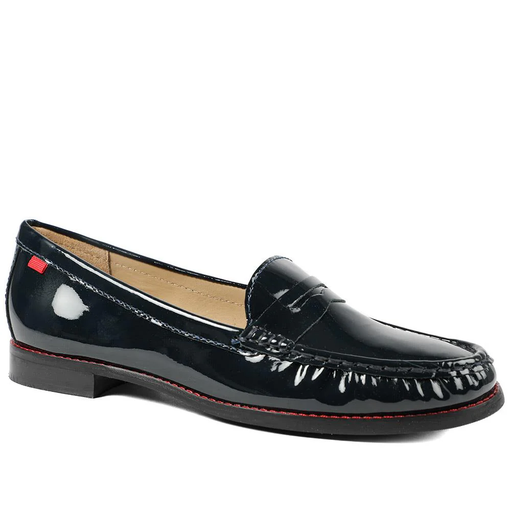 Tabia Leather Penny Loafers - TABIA / 329 424 - Navy Patent