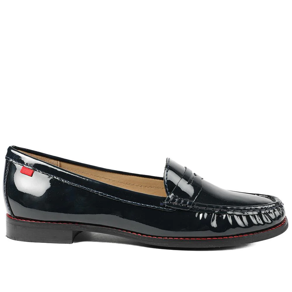 Tabia Leather Penny Loafers - TABIA / 329 424 - Navy Patent - Image 2