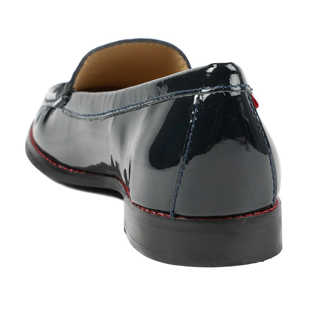 Tabia Leather Penny Loafers - TABIA / 329 424 - Navy Patent - Image 3