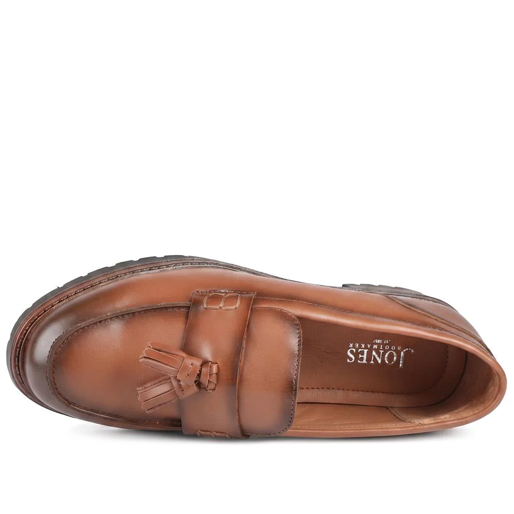 Tabina Tasselled Leather Heeled Loafers - TABINA / 329 426 - Cognac Leather - Image 4