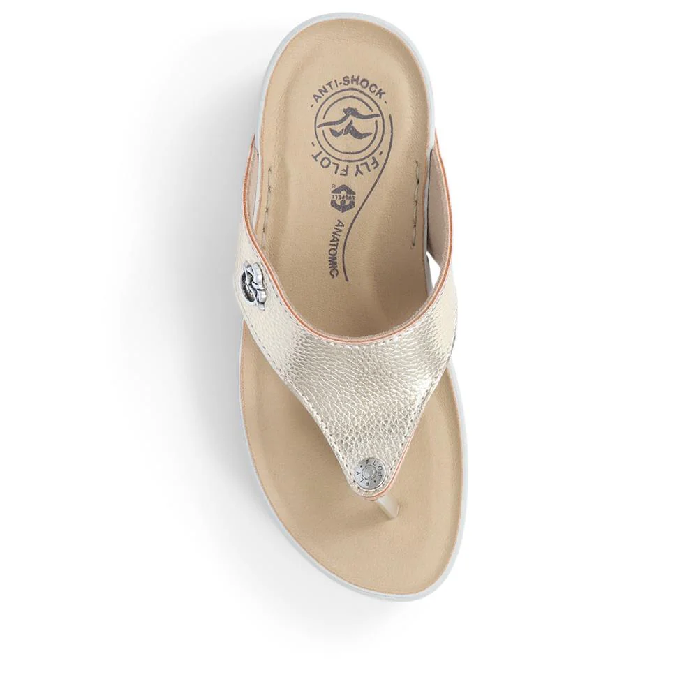 Fly Flot Toe Post Platform Sandals - FLY39083 / 324 805 - Gold - Image 5