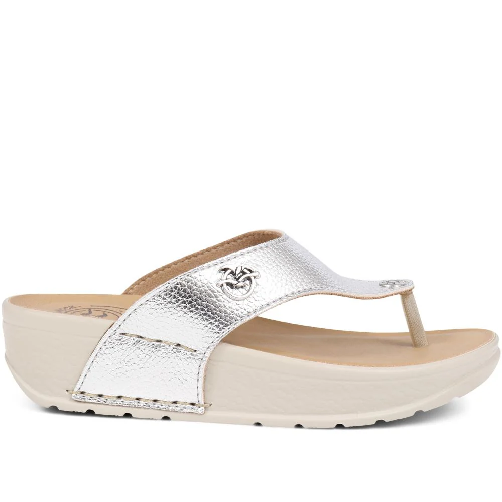 Fly Flot Toe Post Platform Sandals  - FLY39083 / 324 805 - Silver - Image 2