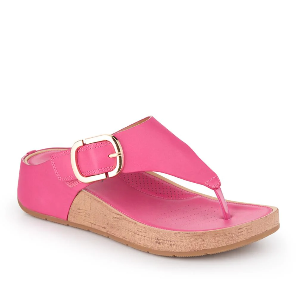 Touch Fasten Buckled Toe Post Sandals - BAIZH41063 / 327 617 - Fuschia