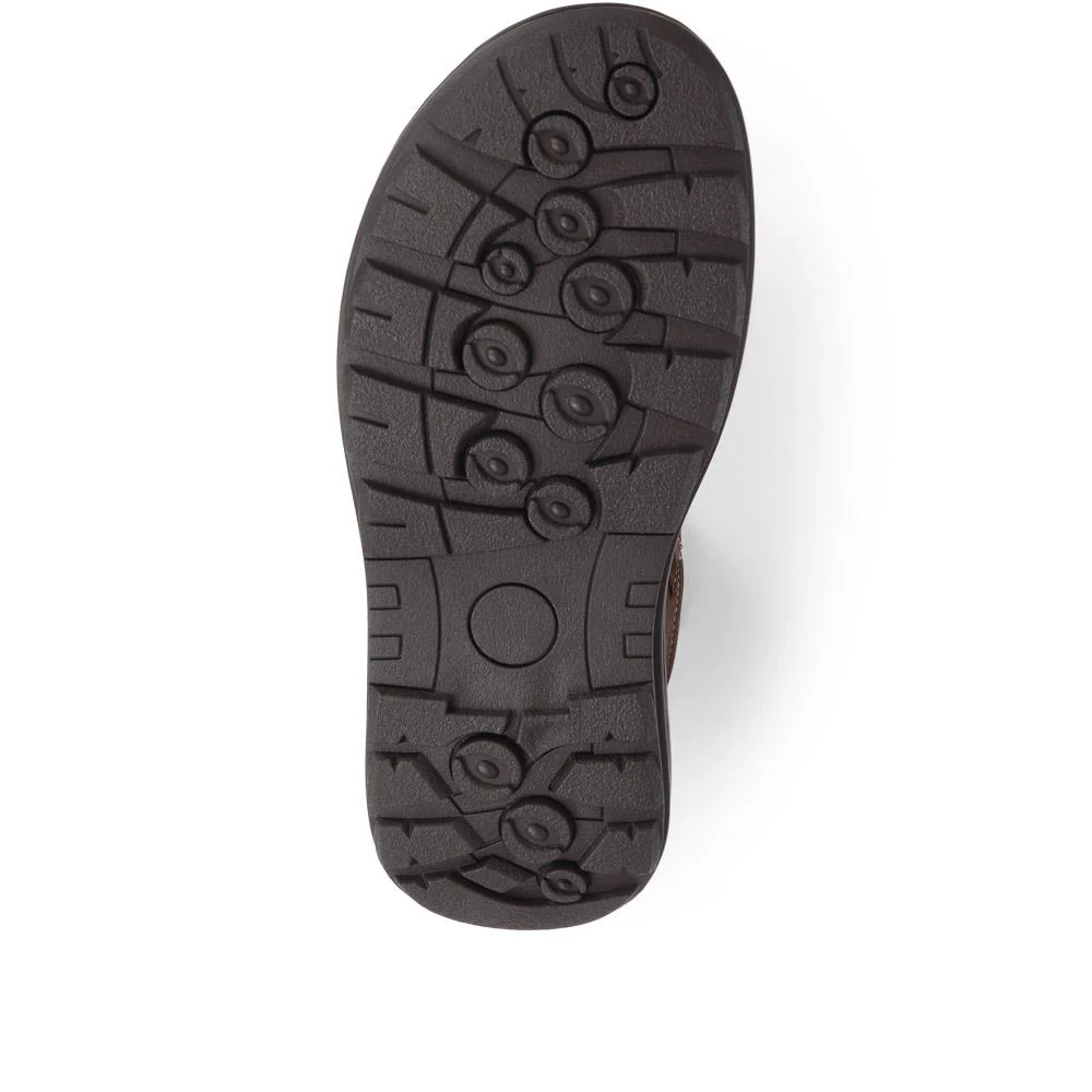 Touch-Fasten Leather Sandals - AATRA39001 / 325 336 - Brown - Image 4