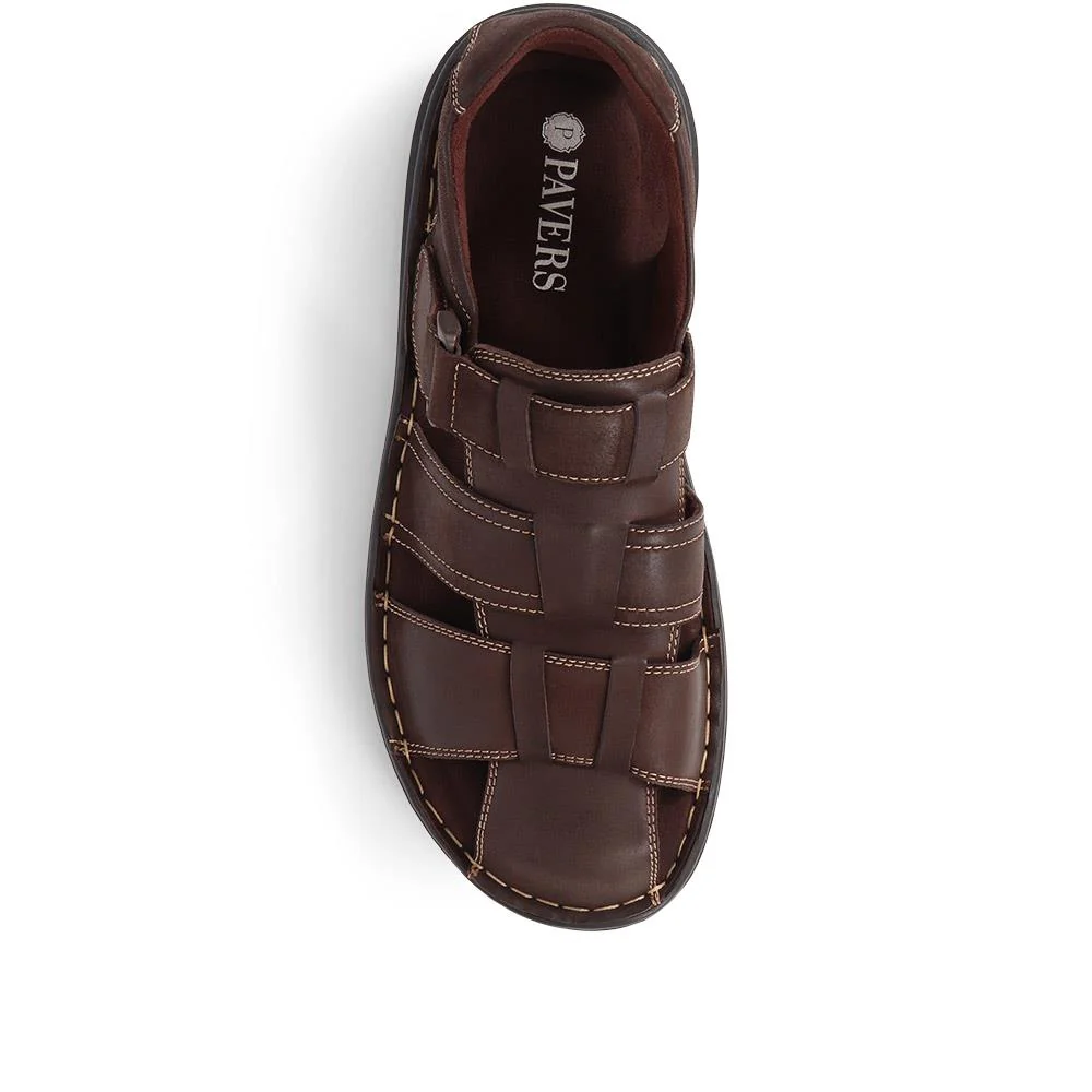Touch-Fasten Leather Sandals - AATRA39001 / 325 336 - Brown - Image 6