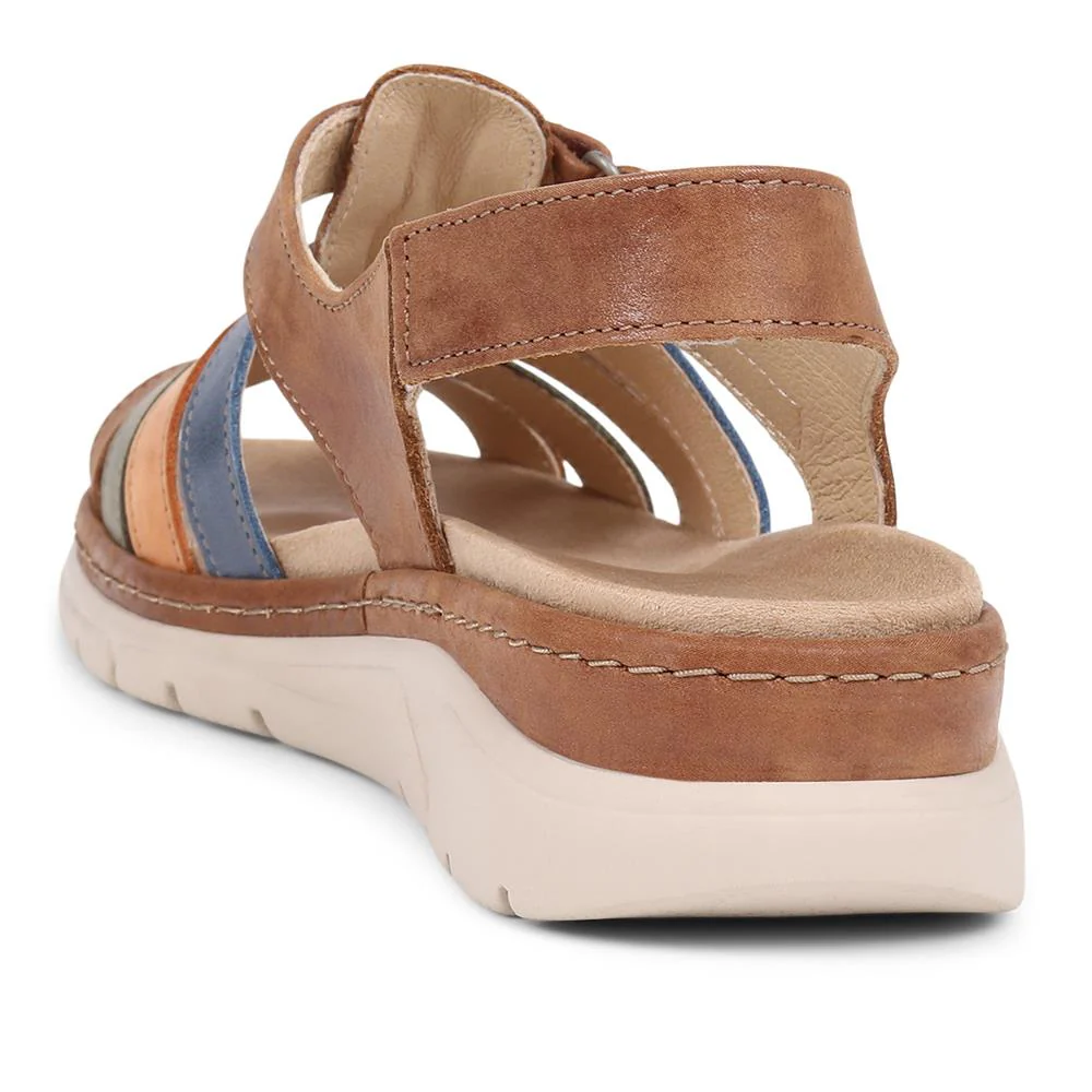 Fly Flot Touch Fasten Leather Sandals - CAL39020 / 325 263 - Tan Multi - Image 4