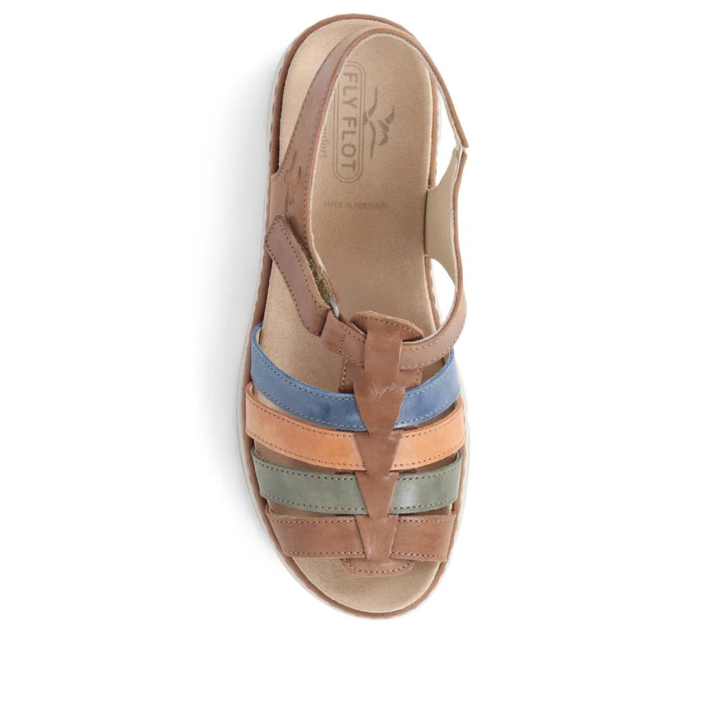Fly Flot Touch Fasten Leather Sandals - CAL39020 / 325 263 - Tan Multi - Image 6