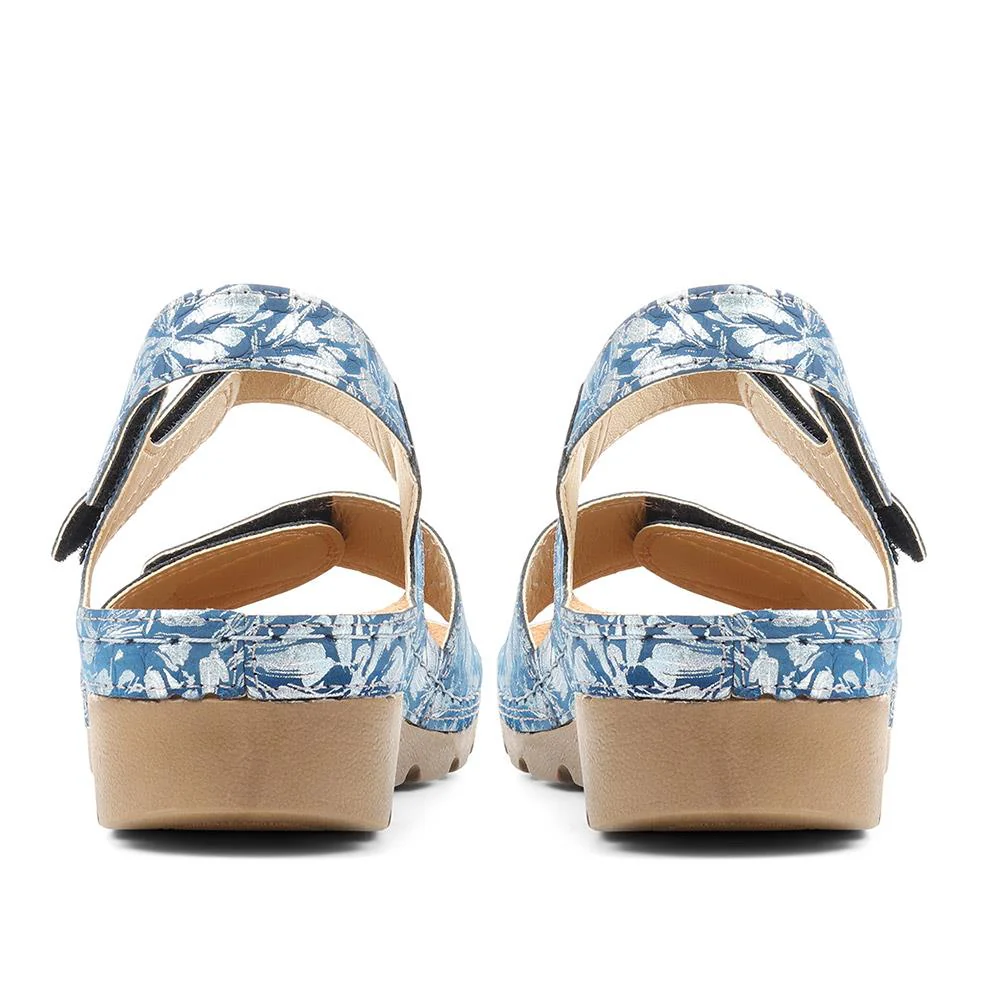 Triple Adjustable Fit Sandals - SERAY37001 / 323 470 - BLUE FLORAL - Image 3