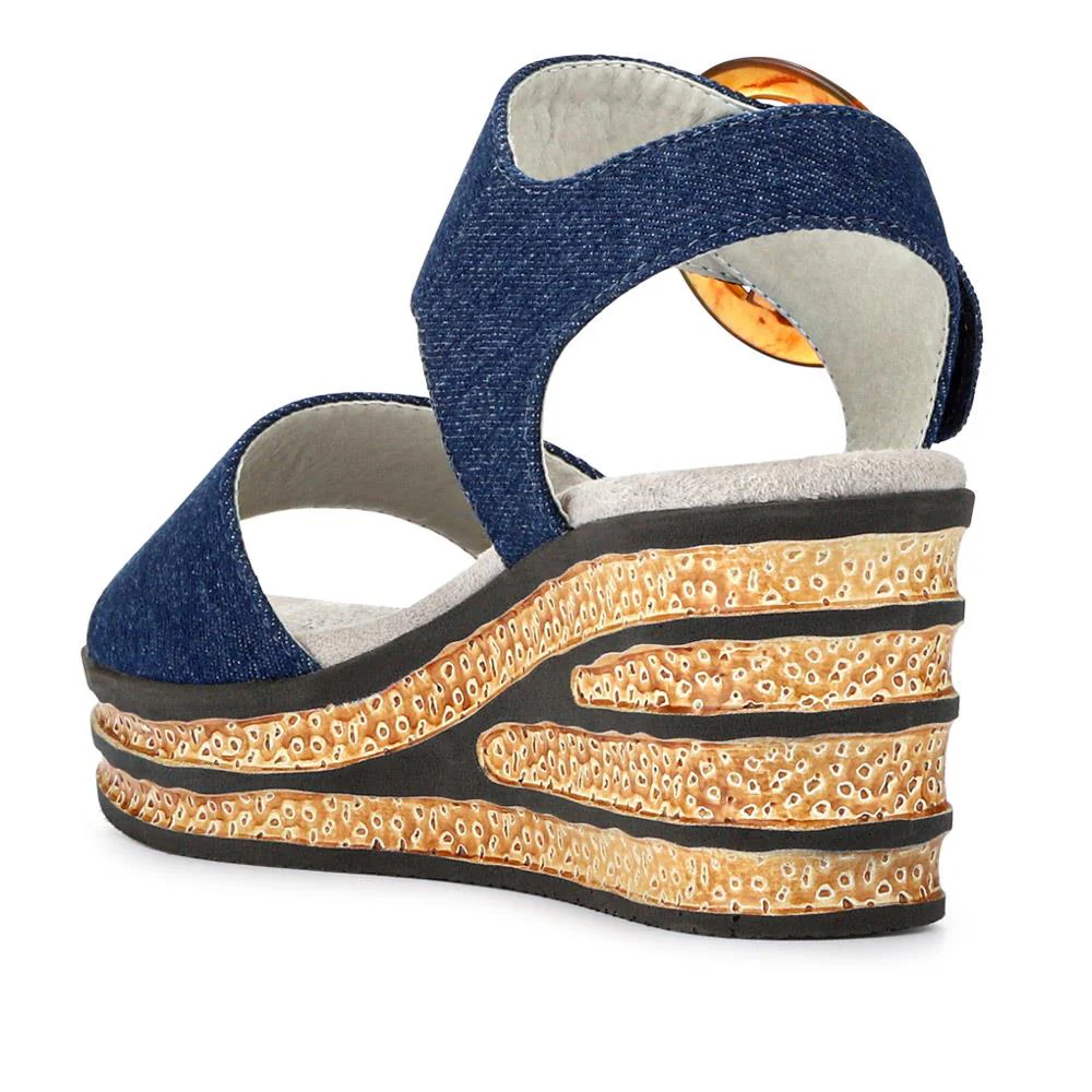 Touch-Fasten Wedge Sandals - WBINS39086 / 325 357 - Denim - Image 3