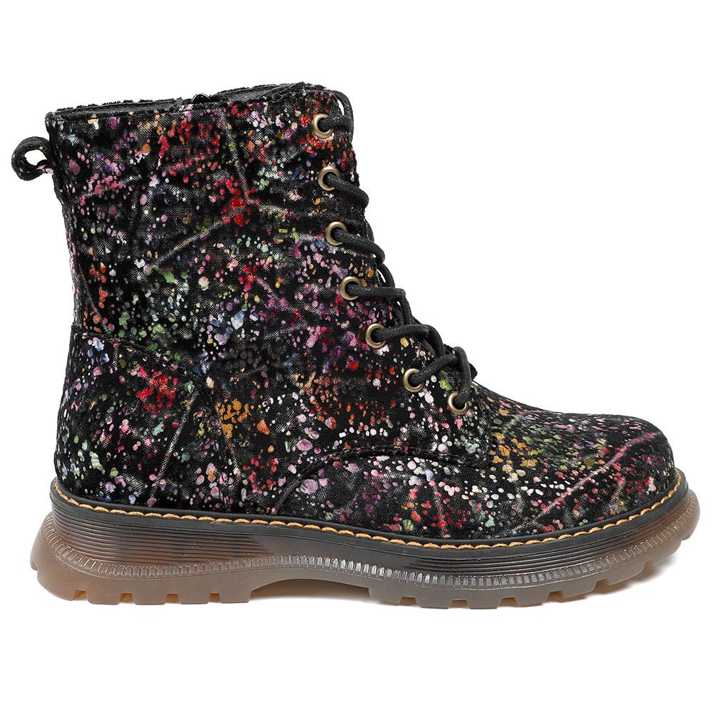 Vibrant Lace Up Ankle Boots With Inside Zip - PINYI42001 / 327 921 - Black Multi - Image 2