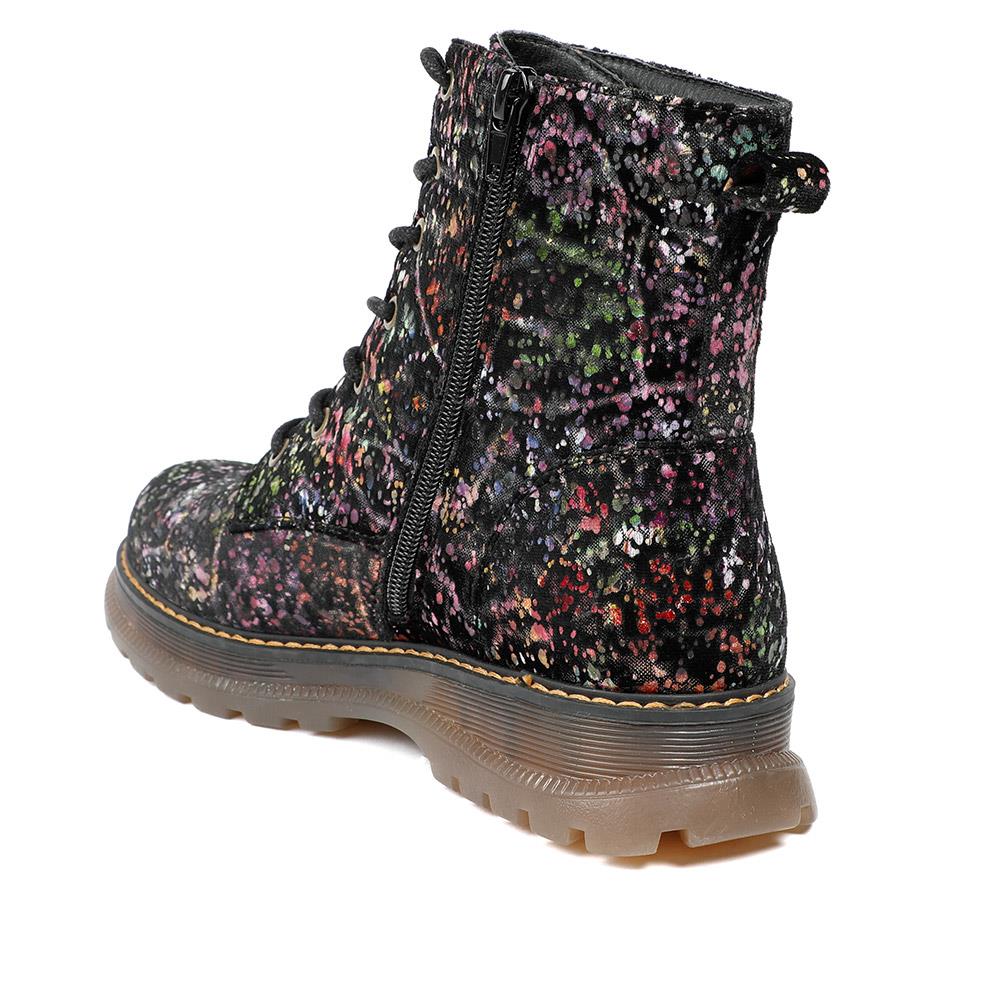 Vibrant Lace Up Ankle Boots With Inside Zip - PINYI42001 / 327 921 - Black Multi - Image 3