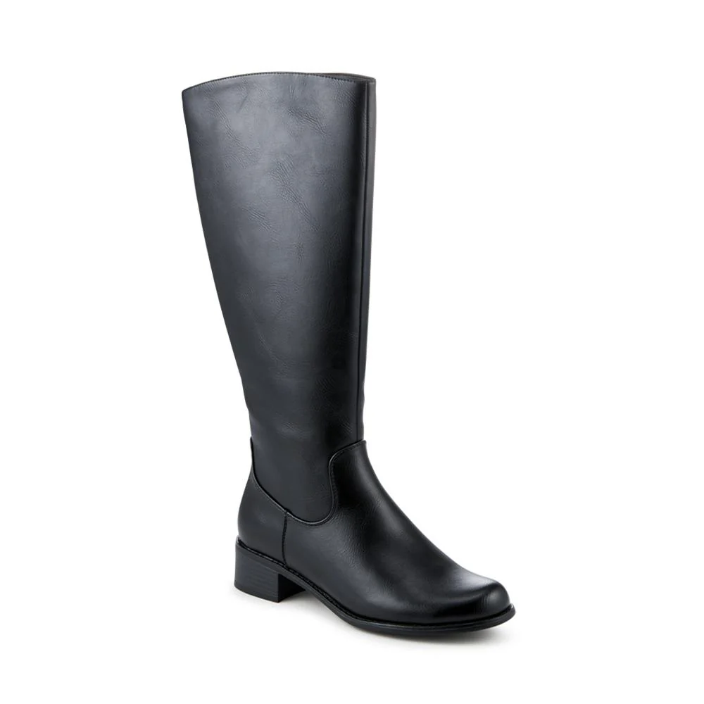 Warm Block Heel Long Boots - WK42028 / 328 360 - Black
