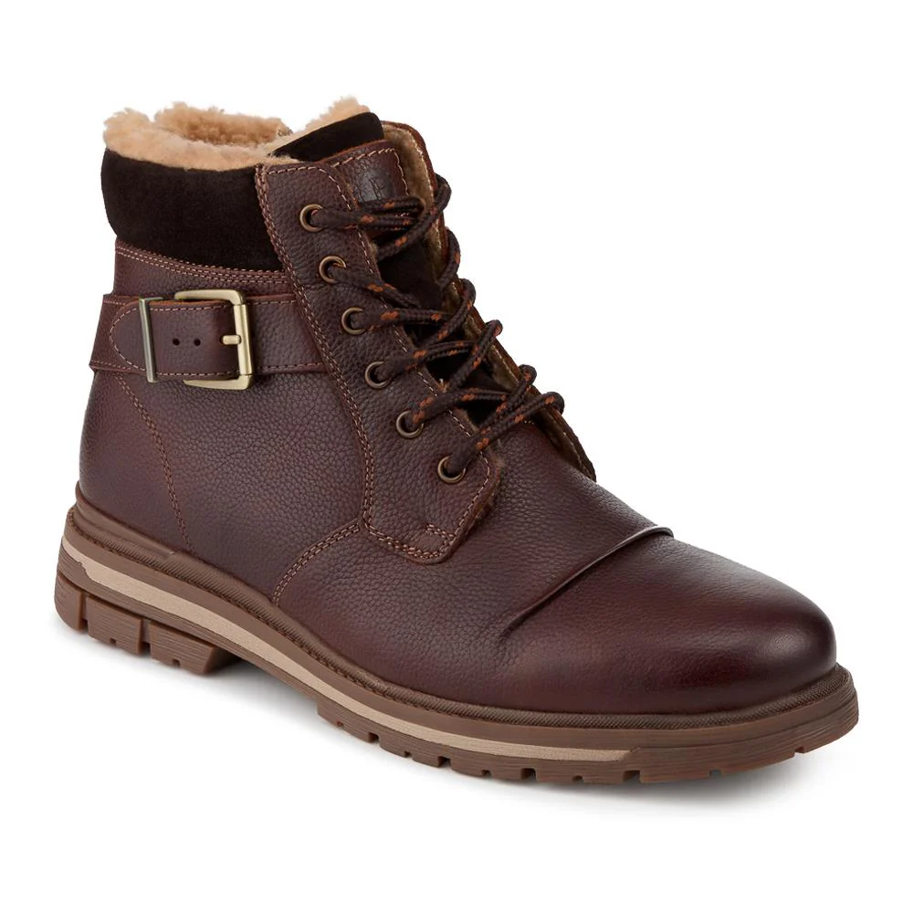 Warm Lined Leather Lace Up Boots - RNB42019 / 328 051