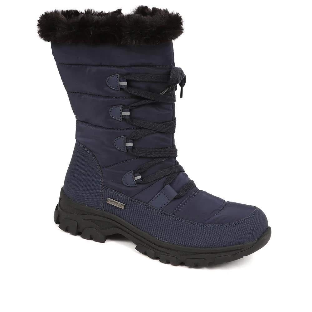 Water Resistant Wide Fit Reflective Weather Boots  - WOIL40068 / 326 385 - Navy