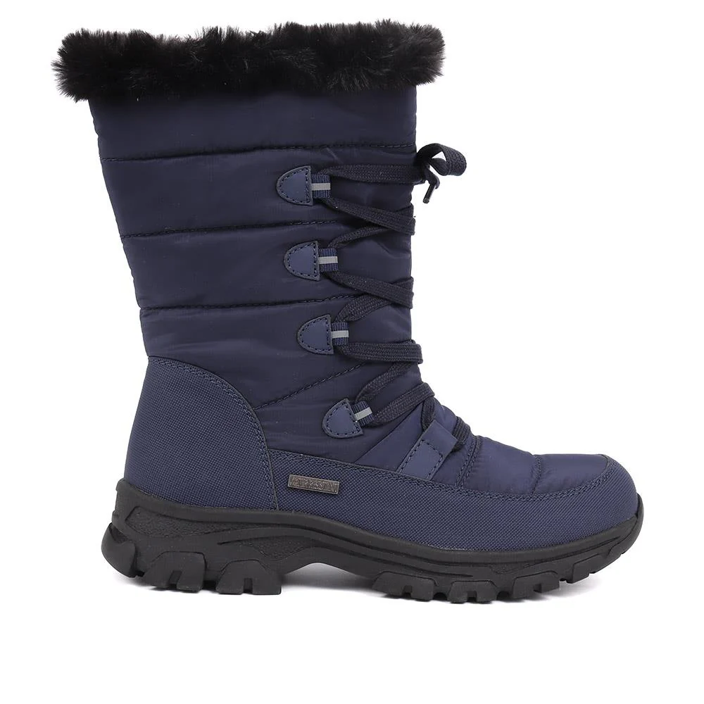 Water Resistant Wide Fit Reflective Weather Boots  - WOIL40068 / 326 385 - Navy - Image 2