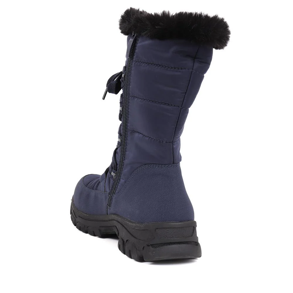 Water Resistant Wide Fit Reflective Weather Boots  - WOIL40068 / 326 385 - Navy - Image 3