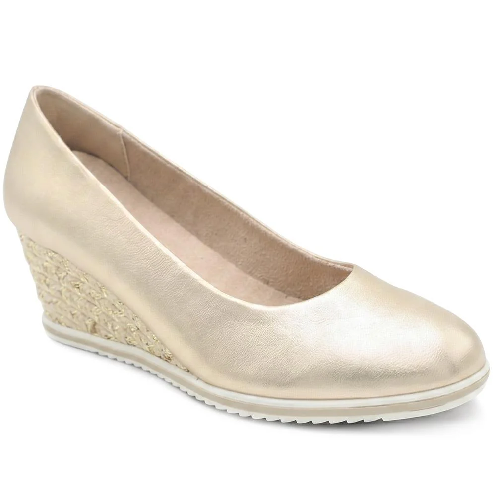 Wedge Heel Espadrille Trim Pumps - WBINS43009 / 329 176 - Gold
