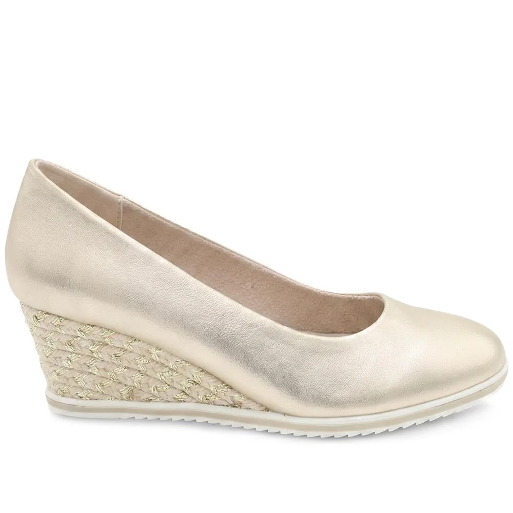 Wedge Heel Espadrille Trim Pumps - WBINS43009 / 329 176 - Gold - Image 3