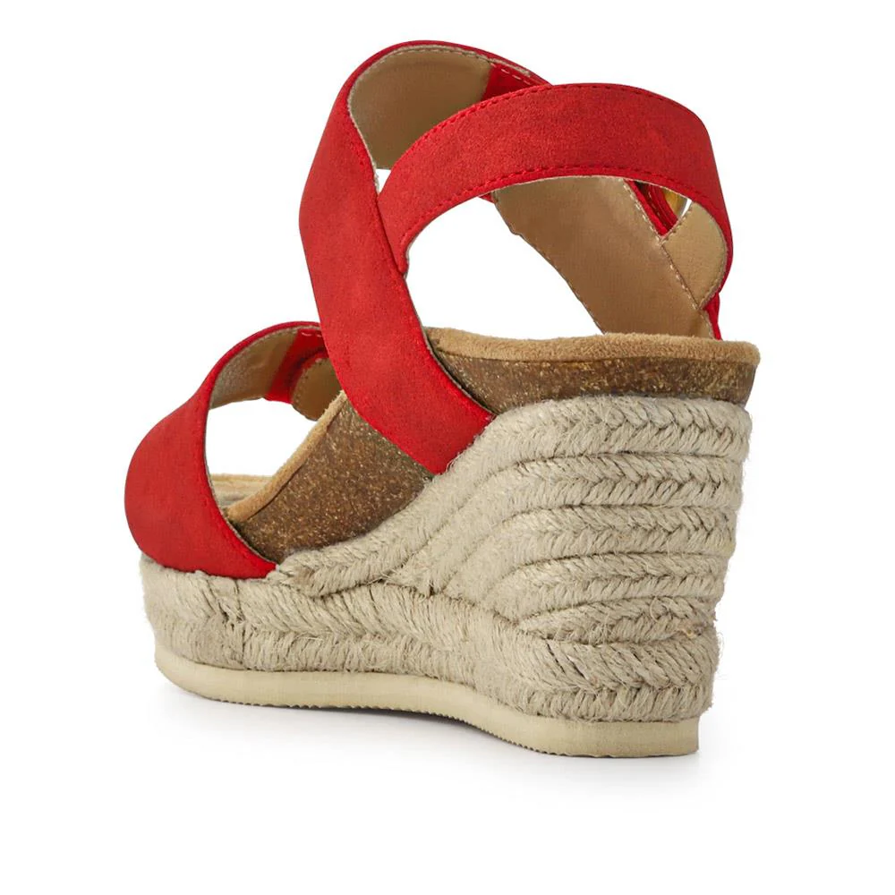 Wedge-Heeled Espadrilles - BELWBINS41056 / 327 236 - Red - Image 3