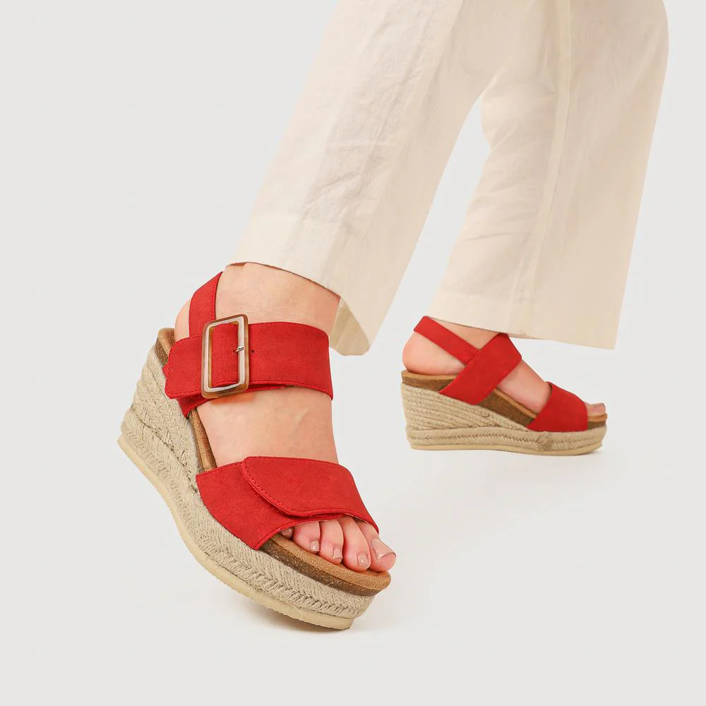 Wedge-Heeled Espadrilles - BELWBINS41056 / 327 236 - Red - Image 5