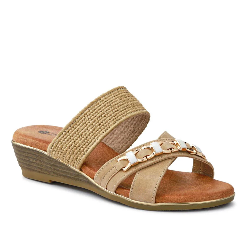 Wedge-Heeled Slip-On Mules - BAIZH41009 / 327 283 - Gold