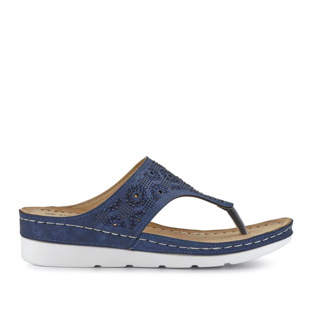 Wedge-Heeled Toe-Post Sandals - PINYI41008 / 327 214 - Denim - Image 2