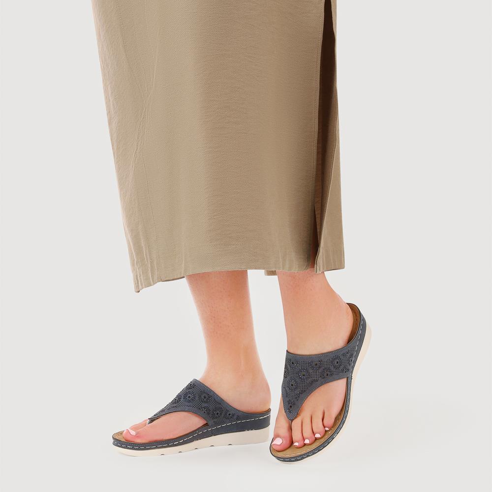 Wedge-Heeled Toe-Post Sandals - PINYI41008 / 327 214 - Denim - Image 5