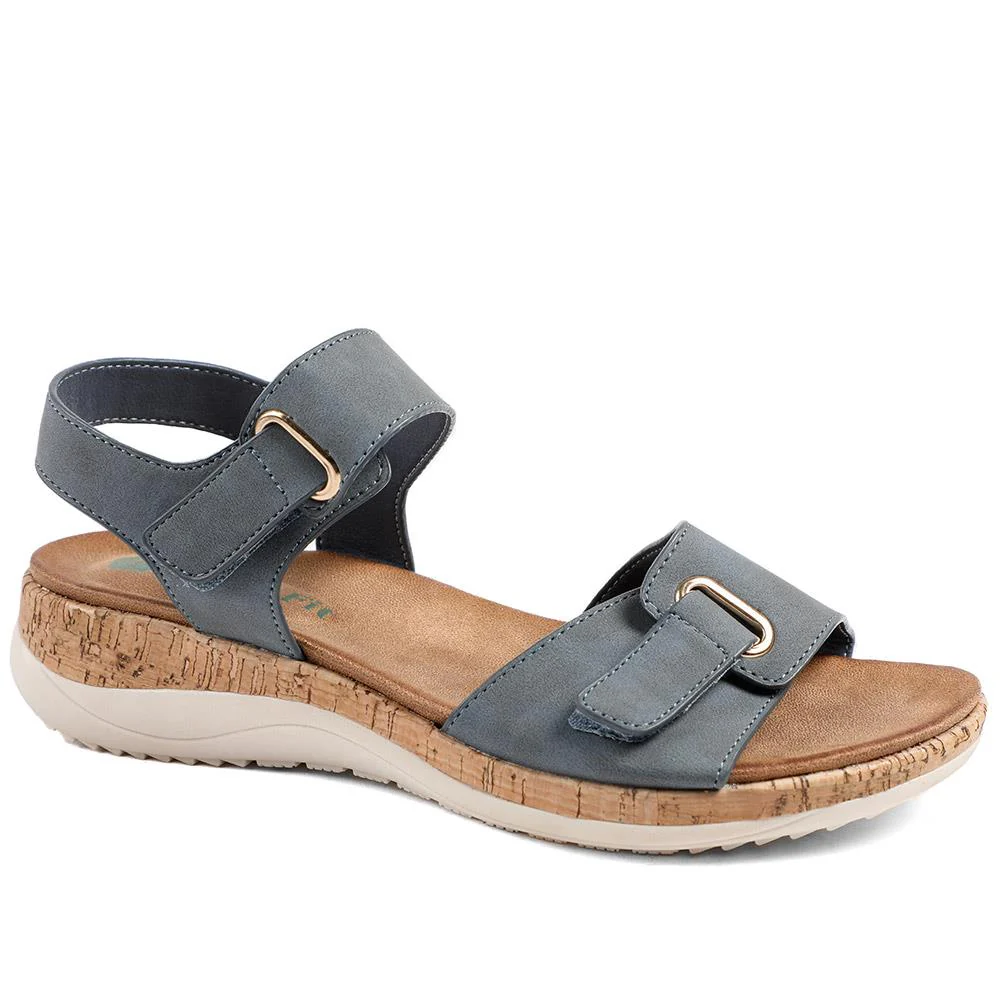Wide Fit Adjustable Fastening Cushioned Sandals - BAIZH43042 / 329 246 - Navy