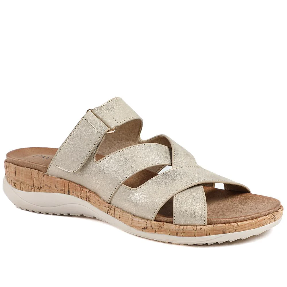 Wide Fit Adjustable Strappy Sandals - BAIZH43049 / 329 149 - Soft Gold